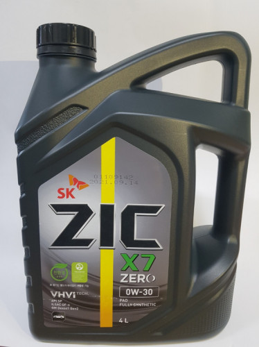 (사은품 증정)ZIC X7 ZERO 0W30 가솔린 4L